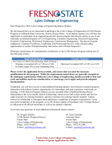 Dear Prospective 2015 Lyles College of Engineering Honors