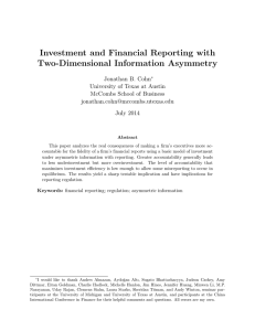 Investment and Financial Reporting with Two-Dimensional