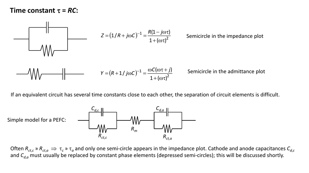 Equivalent circuit for single time constant model of tibia