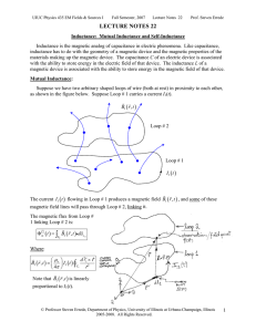 Lecture Notes 22: Inductance - Mutual and Self