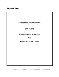 Pryco Fuel Day Tank Specifications