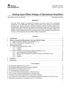 Nulling Input Offset Voltage of Operational