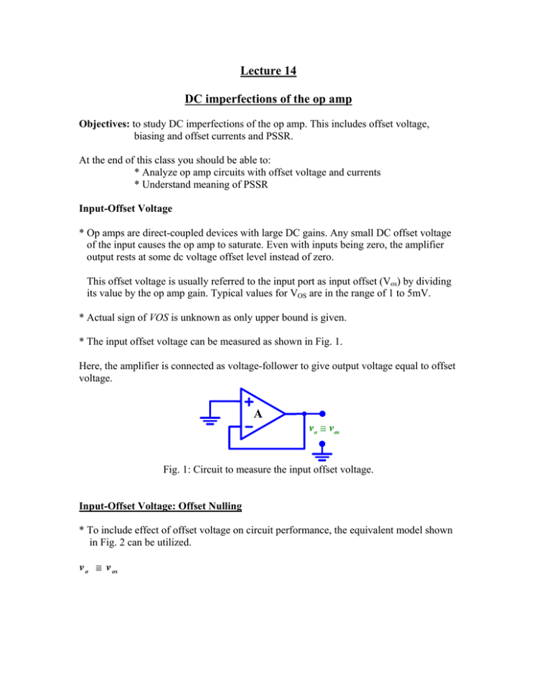 DC Error Sources Input Offset Voltage