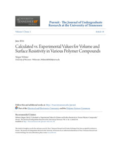 Calculated vs. Experimental Values for Volume and Surface