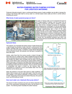 Water-powered water pumping systems for livestock watering