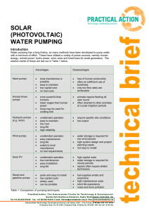 SOLAR (PHOTOVOLTAIC) WATER PUMPING