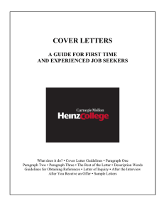 cover letters - Heinz College Home