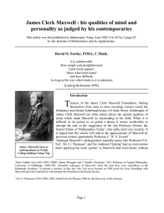 James Clerk Maxwell : his qualities of mind and personality as