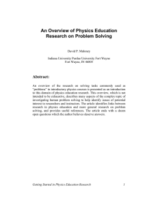 An Overview of Physics Education Research on Problem Solving