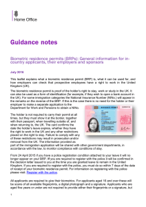 Biometric residence permits: general information for
