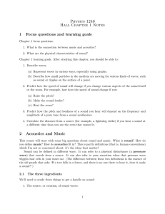 Physics 1240 Hall Chapter 1 Notes 1 Focus questions and learning