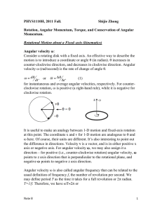 note 8 on Rotation and angular momentum