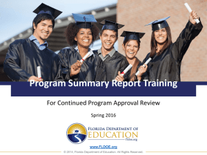 Program Summary Report Training for Continued Program Approval