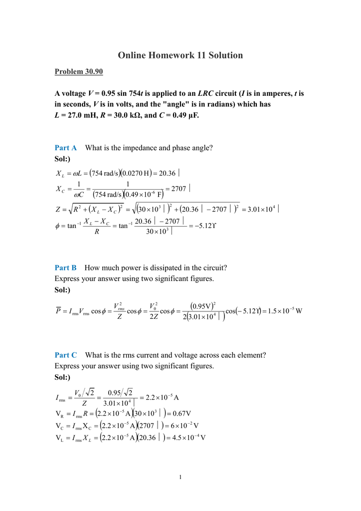 Online Homework 11 Solution