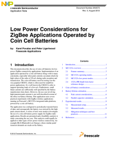 Low Power Considerations for ZigBee Applications Operated by