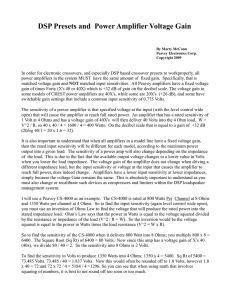 DSP Presets and Power Amplifier Voltage Gain