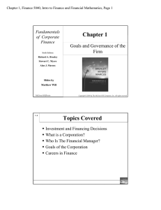 Chapter 1 Topics Covered