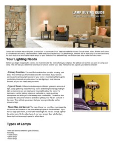 Your Lighting Needs Types of Lamps