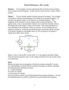 Electrical Resonance—RLC circuits 1 Purpose: To investigate