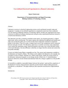 User-defined Electrical Experiments in a Remote Laboratory