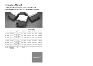 Instruction Manual - For All Hot Plates, Stirrers, and Stirrer/Hot Plates