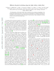 Efficient all-optical switching using slow light within a hollow fiber