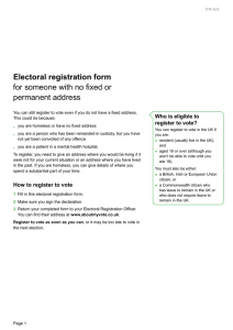 Register to vote: No fixed or permanent address in England