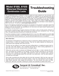 Troubleshooting Guide - Sargent and Greenleaf