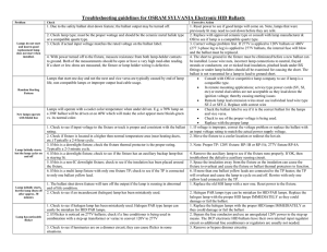 Troubleshooting guidelines for OSRAM SYLVANIA Electronic HID