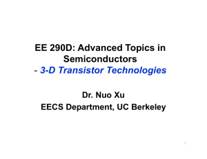 EE 290D: Advanced Topics in Semiconductors - 3