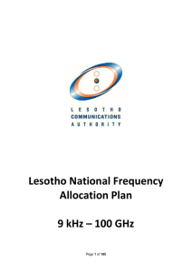 Lesotho National Frequency Allocation Plan 9 kHz – 100 GHz