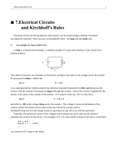 à 7.Electrical Circuits and Kirchhoff`s Rules