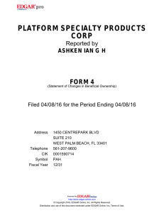 PLATFORM SPECIALTY PRODUCTS CORP