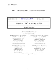 Advanced LIGO Reference Design
