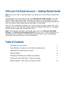 CPA.com Full Email Account — Getting Started Guide Table of