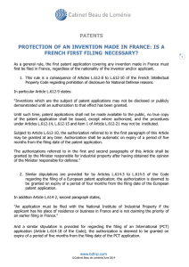 patents protection of an invention made in france: is a french first