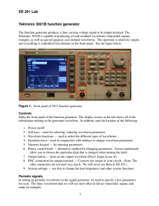 EE 201 Lab Tektronix 3021B function generator