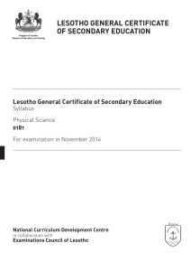 LESOTHO GENERAL CERTIFICATE OF SECONDARY EDUCATION