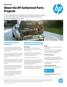 About the HP Authorized Parts Program