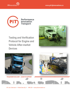 Testing and Verification Protocol for Engine and Vehicle After