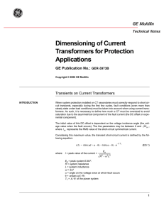 Dimensioning of Current Transformers for Protection Applications