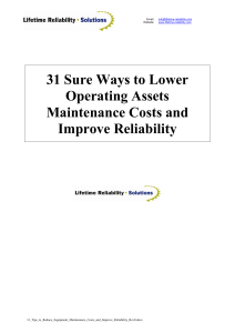 31 Sure Ways to Lower Operating Assets Maintenance Costs and