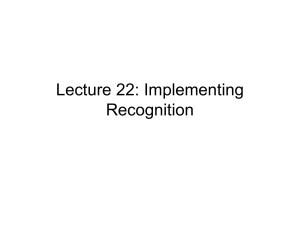 Lecture 22: Implementing Recognition