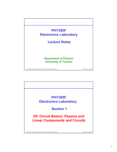 PHY305F Electronics Laboratory Lecture Notes PHY305F