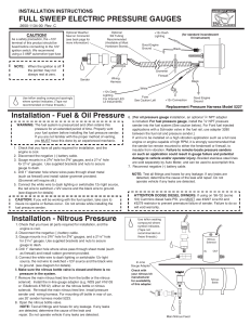 FULL SWEEP ELECTRIC PRESSURE GAUGES Installation