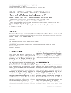 Solar cell efficiency tables (version 37)