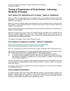 Timing of Submission of Final Grades