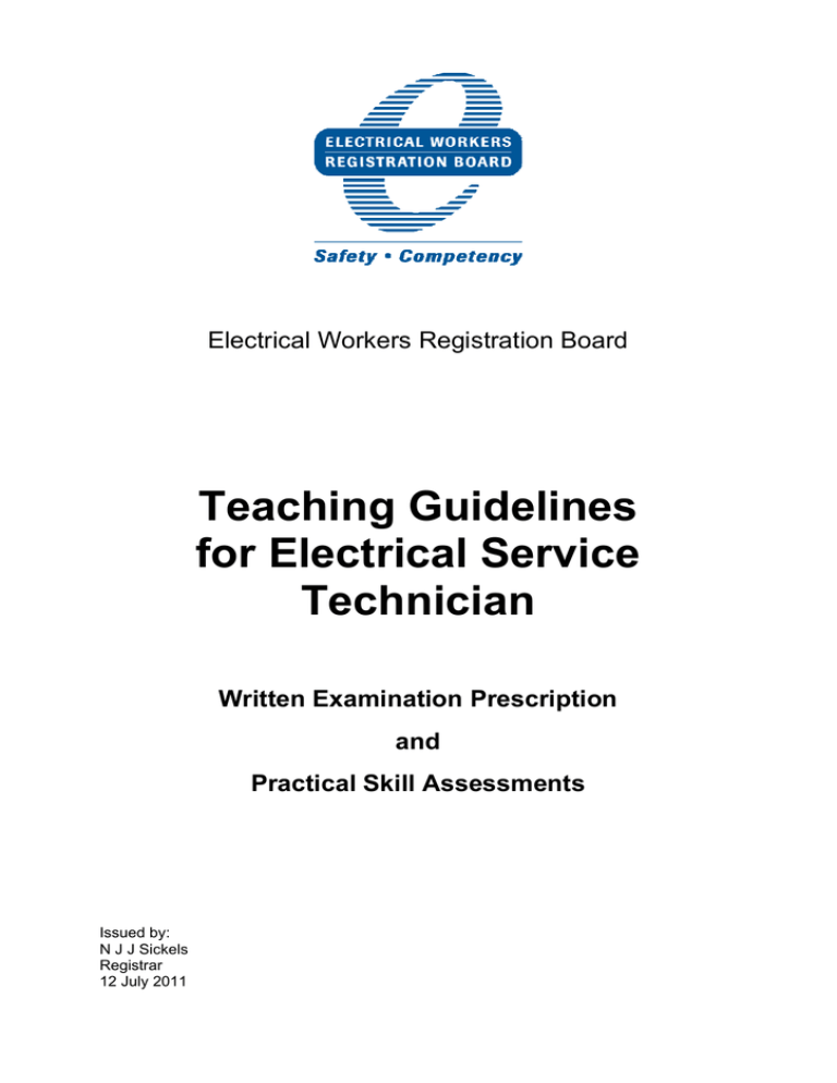 Teaching Guidelines For Electrical Service Technician