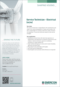 Service Technician - Electrical (m/w)