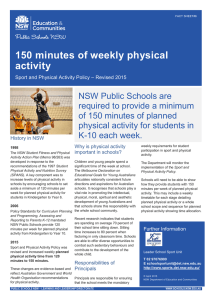 150 minutes of weekly physical activity - School Sport Unit